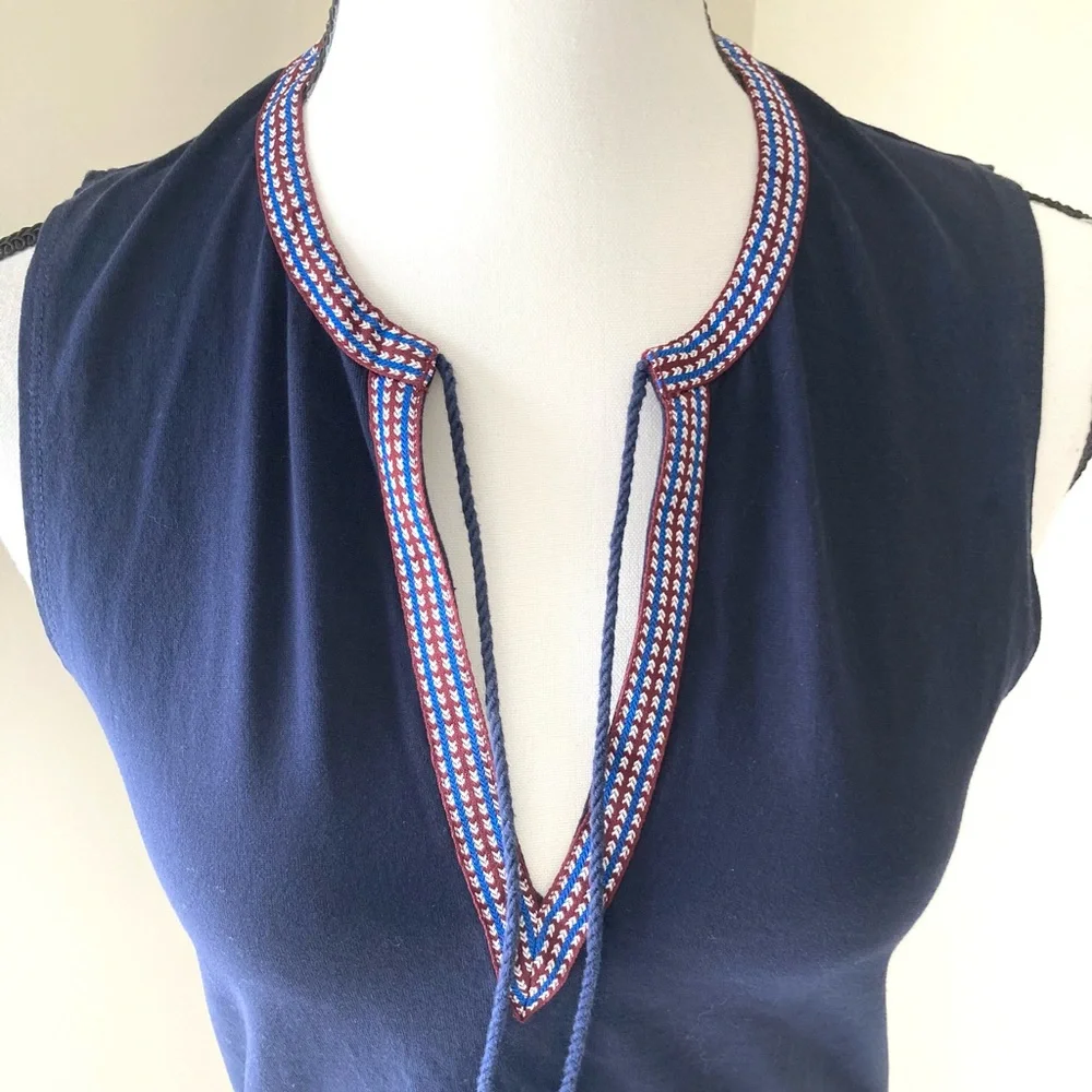 NWOT J Crew Navy Split Neck Sleeveless Top XS